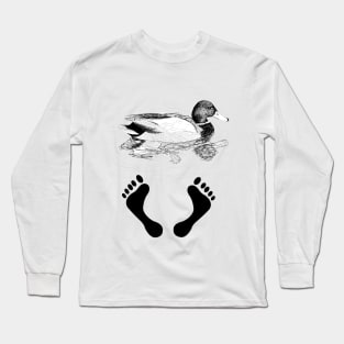 Hand drawn Duck (Mallard) with Feets - Duck Feet joke Long Sleeve T-Shirt